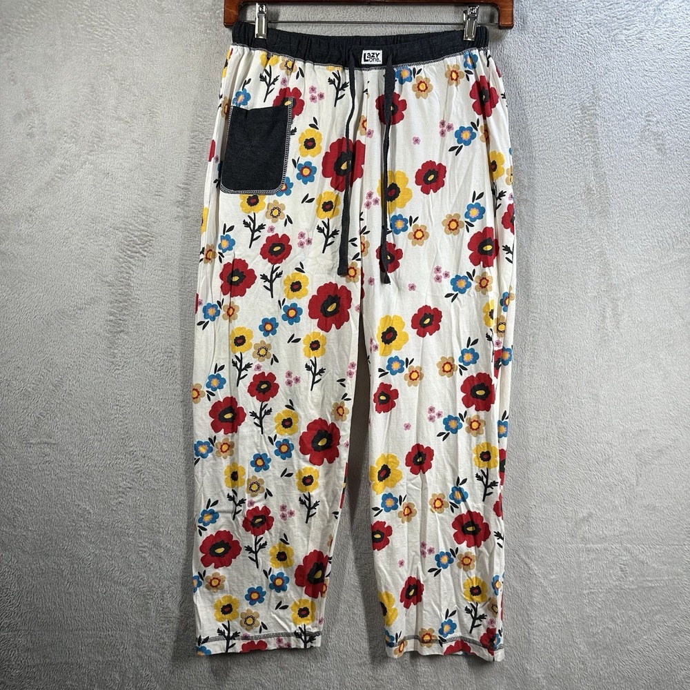 Lazy One Rise And Shine Floral Pajama Pants Size M Colorful Cotton